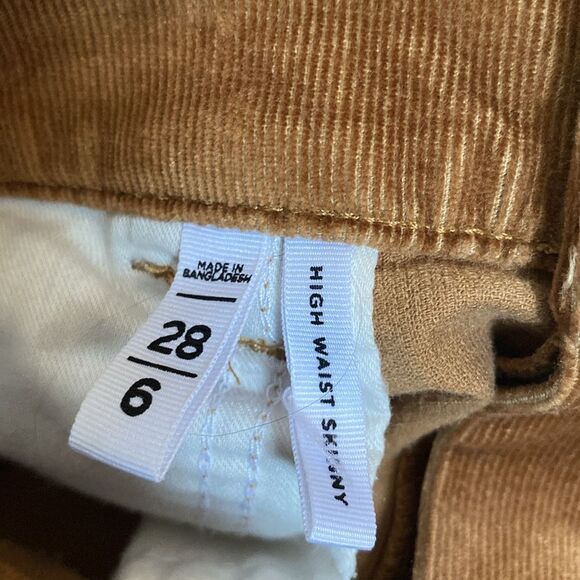 Loft Gold Tone Tan Chord High Waist Skinny Pants Size 6 - Picture 8 of 9